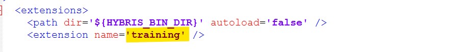 Adding custom extension in localExtensions.xml file