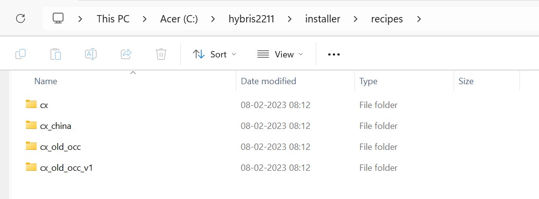 Recipe folder Location and different SAP hybris recipes