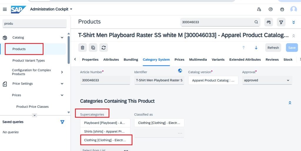 Assign Classification Class of Classification System to product Category