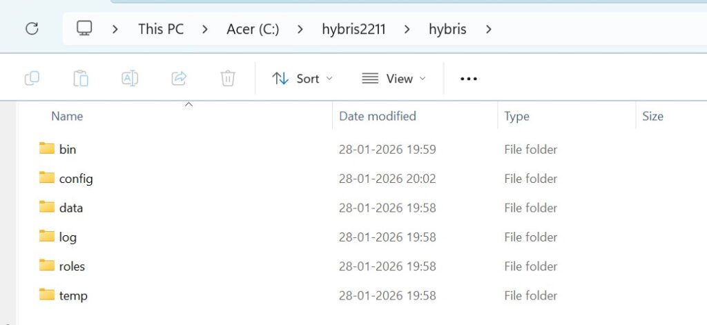 After  SAP hybris build hybris folder structure