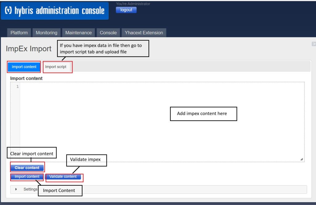 Impex import portal