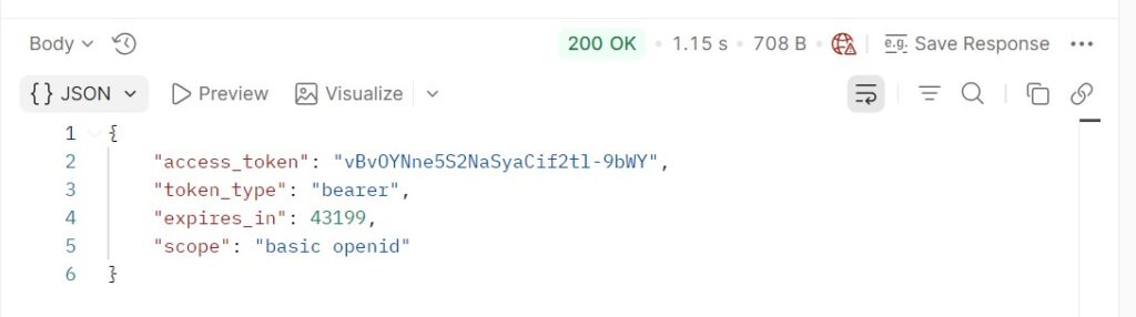 SAP Commerce OCC API Access Token Response